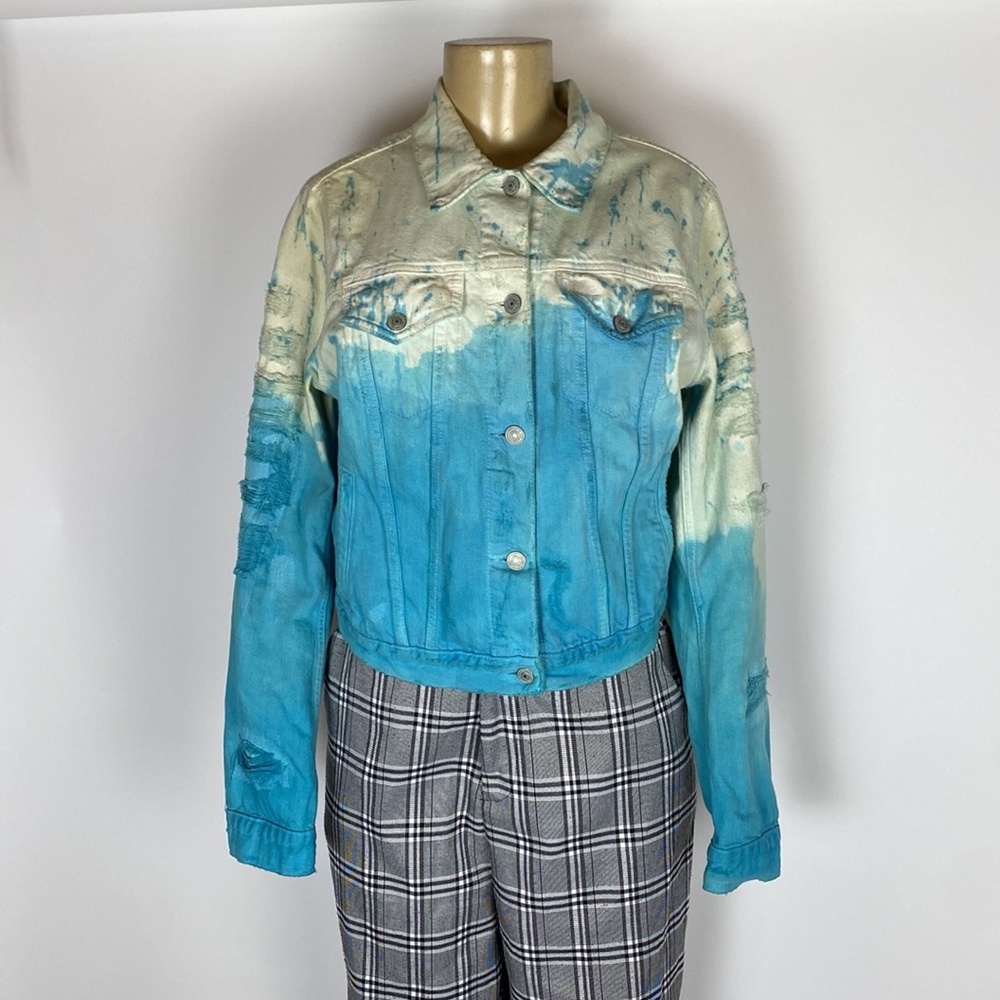 Ralph Lauren Denim Supply Women’s Jean Jacket. Distressed, Size M Tie Dye